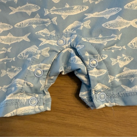 Eddie Bauer Light Blue Fish Print Baby Swim Set - Picture 3 of 7
